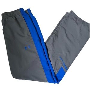Vintage Youth Under Armour Windbreaker Tracksuit Pants Sportswear GrayRoyal Blue